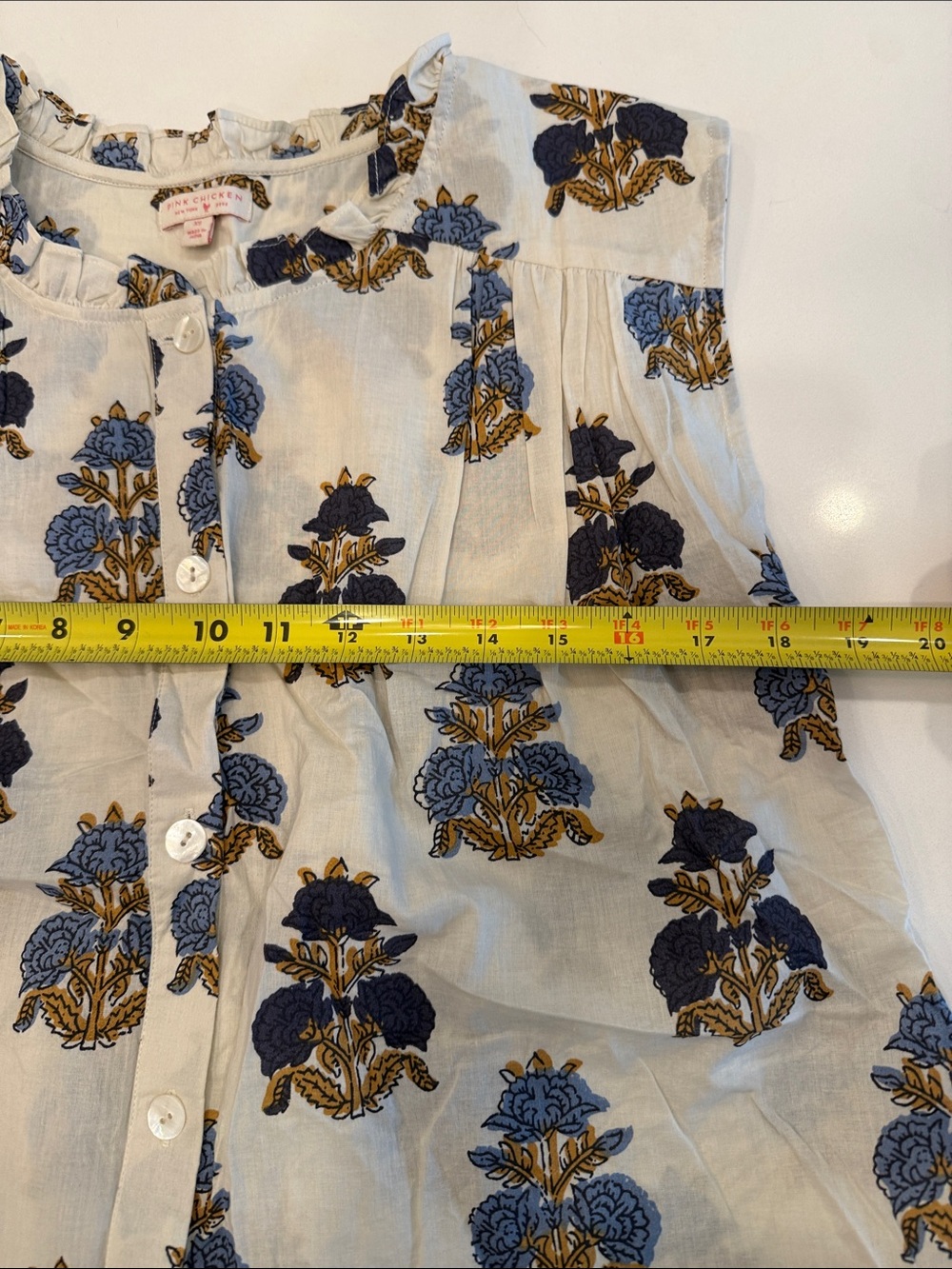 Pink Chicken Cream Floral Button-Front Sleeveless Blouse - Picture 6 of 8